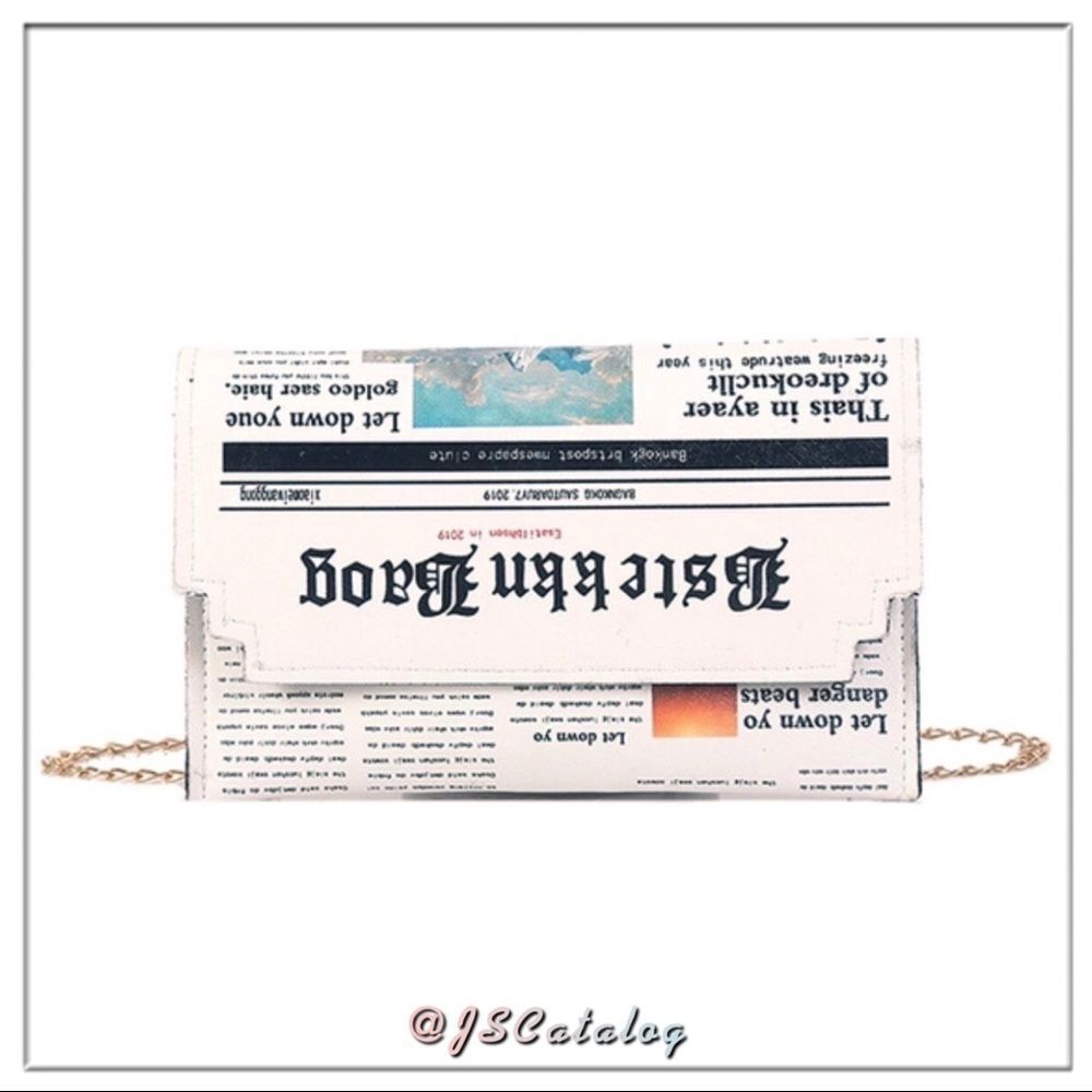 Newspaper Print Crossbody Purse